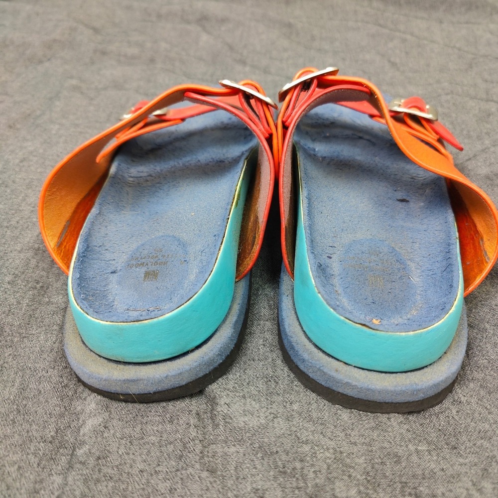 N.Hoolywood Mens Sandals 9.5 Orange Colorblock Buckle Slides Streetwear Japan - Picture 9 of 11